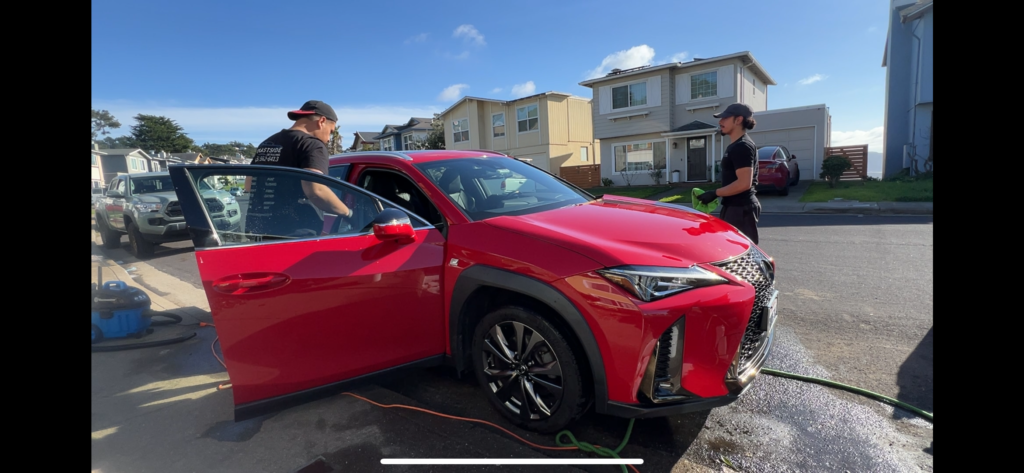 Derrick and Guillermo Hands on Detailing Red Lexus